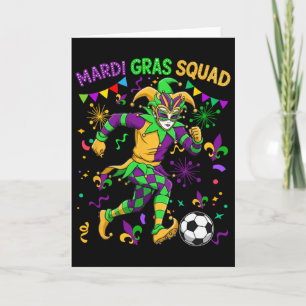 Mardi Gras Squad Playing Soccer Matching Player Fa Card