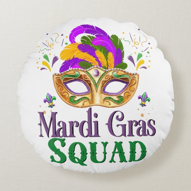 Mardi Gras Squad Round Cushion (Front)
