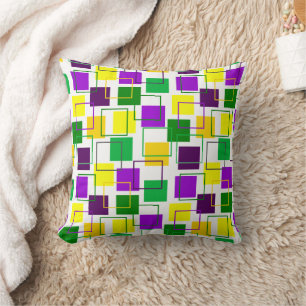Mardi Gras Squares and Outlines Cushion