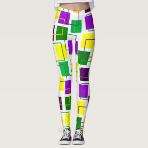 Mardi Gras Squares and Outlines  Leggings