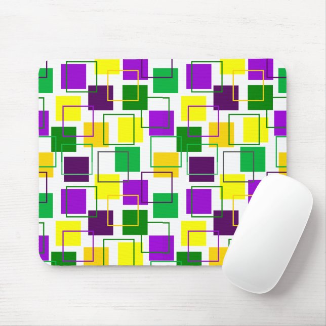 Mardi Gras Squares and Outlines  Mouse Pad (With Mouse)