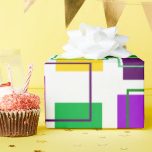 Mardi Gras Squares and Outlines Wrapping Paper