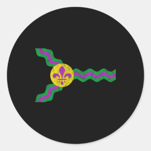 Mardi Gras St. Louis Flag Soulard Distressed  Classic Round Sticker