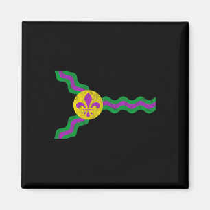 Mardi Gras St. Louis Flag Soulard Distressed Magnet