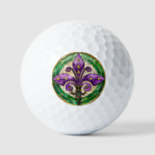 Mardi Gras Stained Glass Fleur de lis  Golf Balls