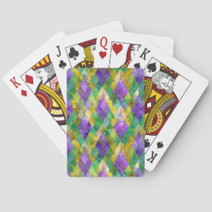 Mardi Gras Stained Glass Harlequin Print Playing Cards
