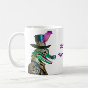 Mardi Gras Steampunk Party Animal Alligator Coffee Mug