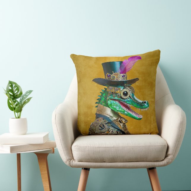 Mardi Gras Steampunk Party Animal Alligator Cushion (Chair)