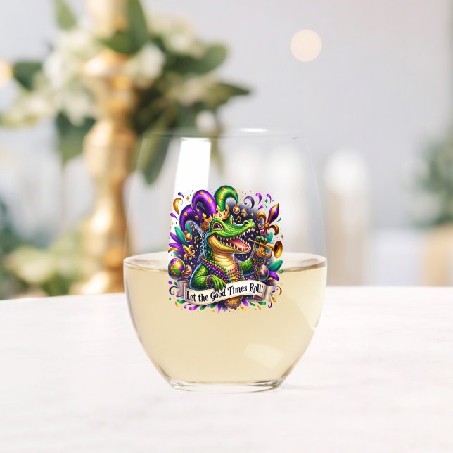 Mardi Gras Stemless Wine Glass (Insitu (Wedding))