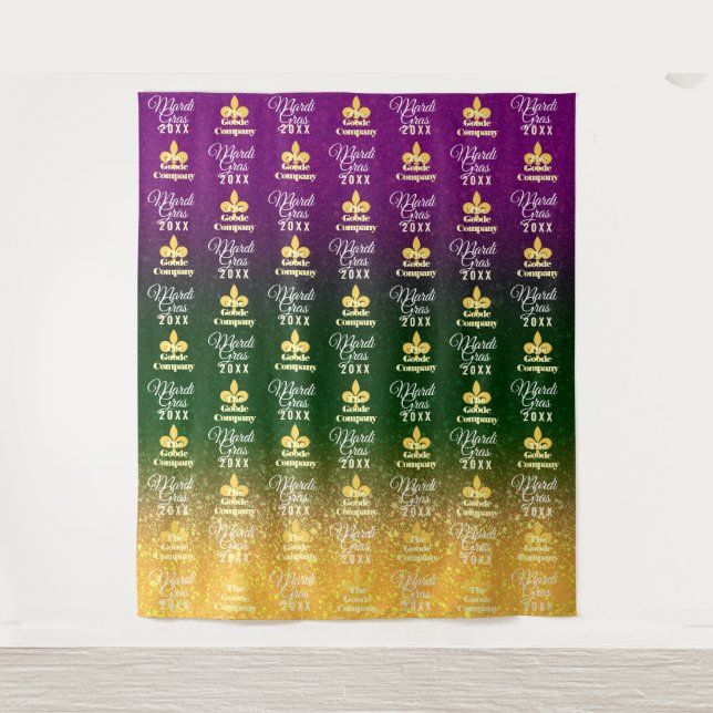 Mardi Gras | Step and Repeat Photo Backdrop Tapestry (Front)