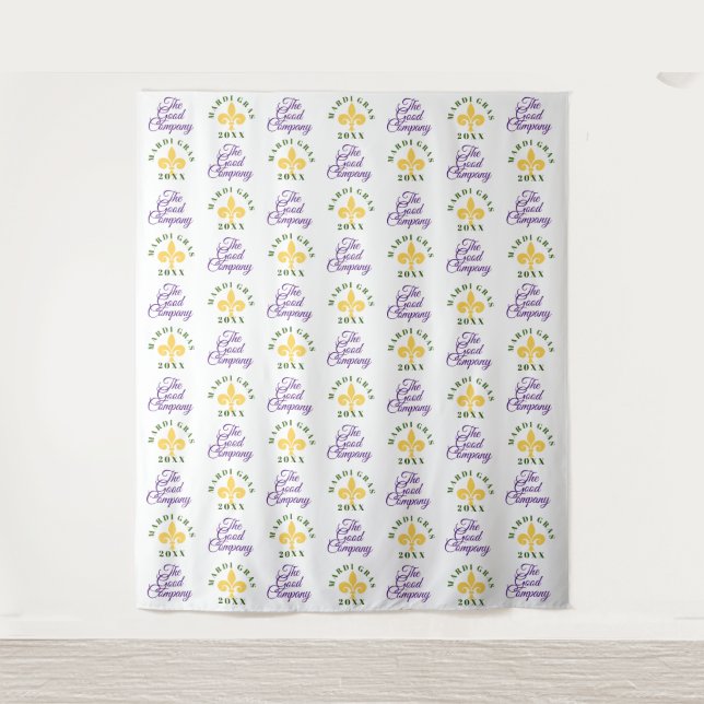 Mardi Gras | Step and Repeat Photo Backdrop Tapestry (Front)