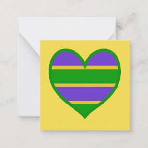Mardi Gras Striped Heart Card