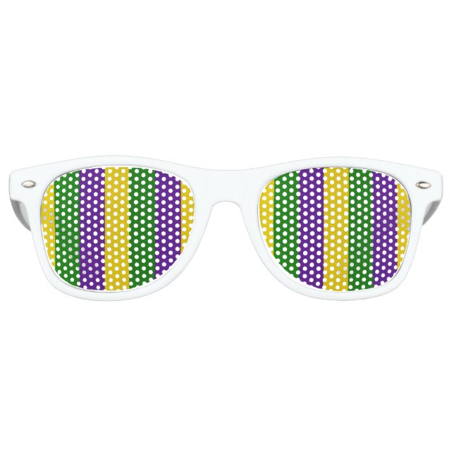 Mardi Gras Striped Pattern Retro Sunglasses (Front)