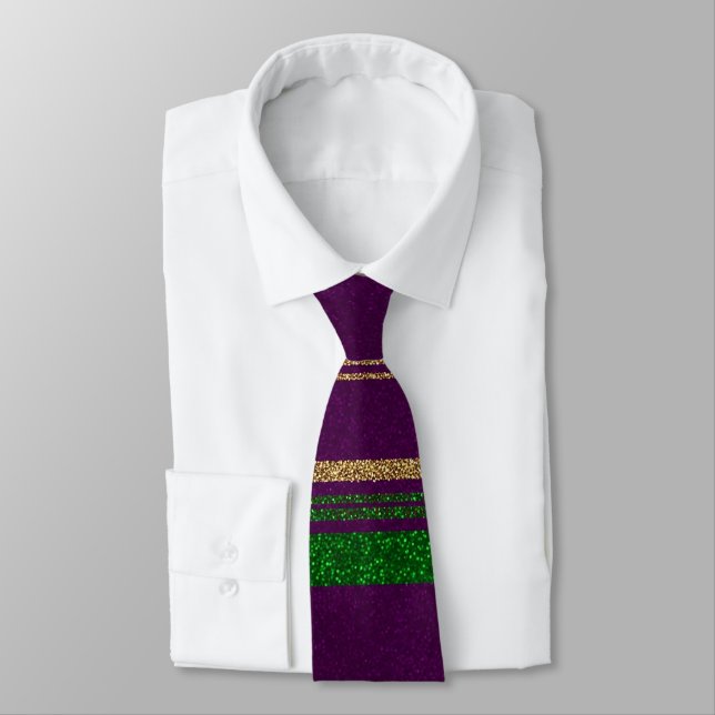 Mardi Gras Striped  Tie (Tied)