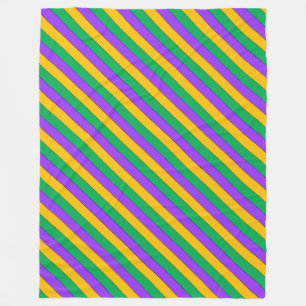 Mardi Gras Stripes Pattern Purple Green Yellow Fleece Blanket