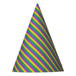 Mardi Gras Stripes Pattern Purple Green Yellow Party Hat