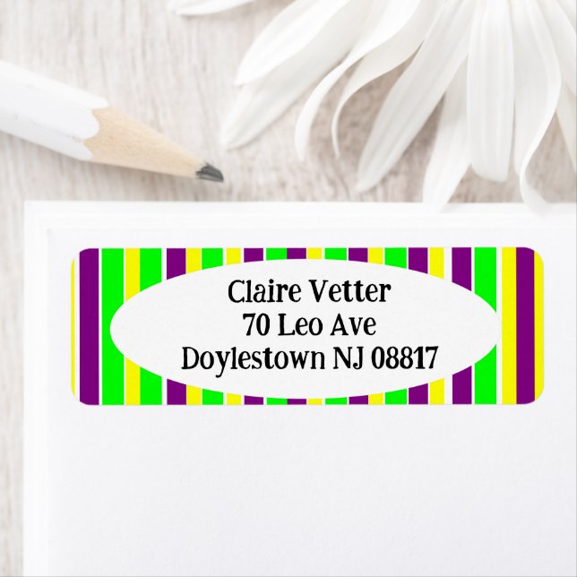 Mardi Gras Stripes Return Address Label (Insitu)