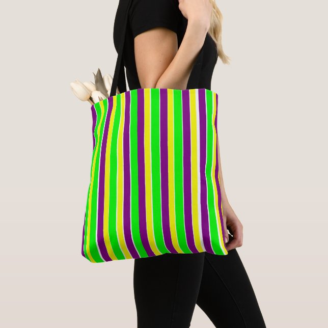 Mardi Gras Stripes Tote Bag (Close Up)