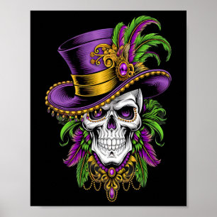 Mardi Gras Sugar Skull Carnival New Orleans Men Wo Poster