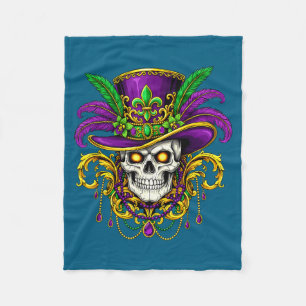 Mardi gras sugar skull carnival new orleans party fleece blanket