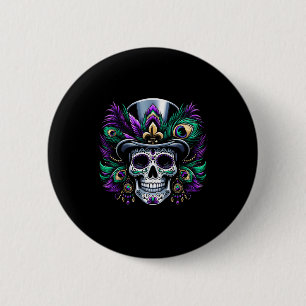 Mardi Gras Sugar Skull Festive Costume Top Dia De 6 Cm Round Badge