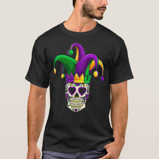 Mardi Gras Sugar Skull Jester Costume , Women Man  T-Shirt