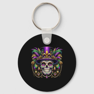 Mardi Gras Sugar Skull New Orleans Festival Carniv Key Ring