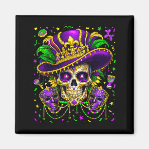 Mardi Gras Sugar Skull Women Carnival New Orleans  Magnet