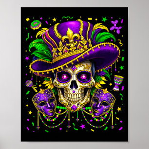 Mardi Gras Sugar Skull Women Carnival New Orleans Poster