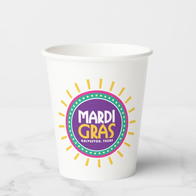 Mardi Gras Sun, Galveston, Texas Paper Cups (Front)