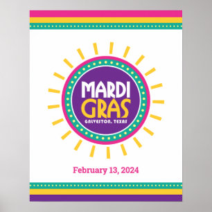 Mardi Gras Sun, Galveston, Texas Poster