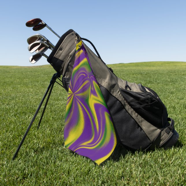 Mardi Gras Swirls  Golf Towel (Green)