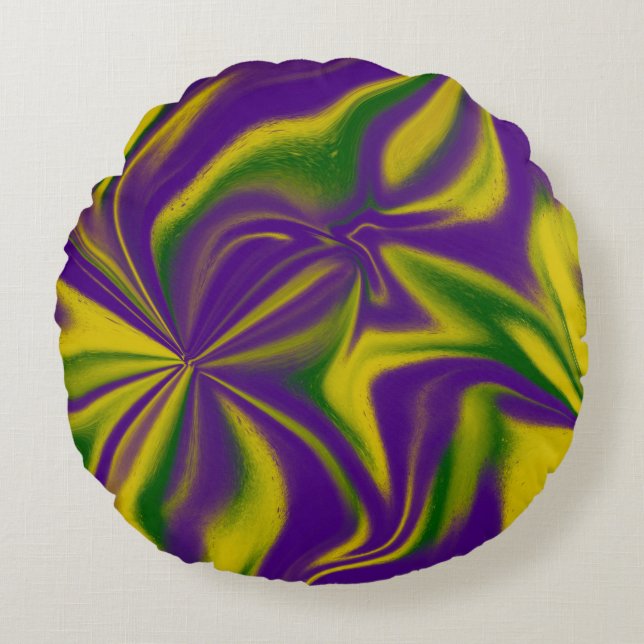 Mardi Gras Swirls Round Cushion (Front)
