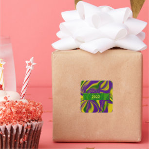 Mardi Gras Swirls Square Sticker