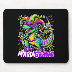 Mardi Gras T Rex Dinosaur Mardi Grawr Bead Costume Mouse Pad