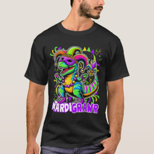 Mardi Gras T Rex Dinosaur Mardi Grawr Bead Costume T-Shirt