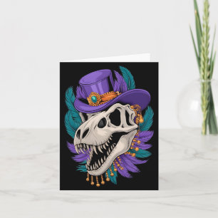 Mardi Gras T Rex Sugar Skull Carnival New Orleans Card
