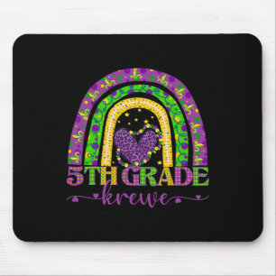 Mardi Gras Teacher 5th Grade Krewe Rainbow Leopard Mouse Pad