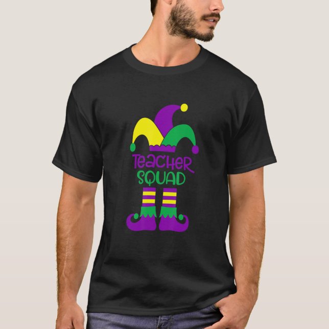 Mardi Gras Teacher Squad Costume Mens Womens T-Shirt (Front)