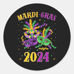 Mardi Gras Tee Carnival Mardi Gras Men Women Kids Classic Round Sticker