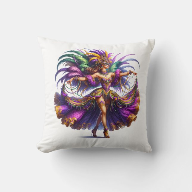 Mardi Gras Throw Pillow (Front)