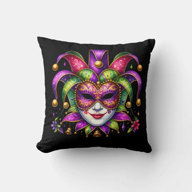 Mardi Gras Throw Pillow (Front)