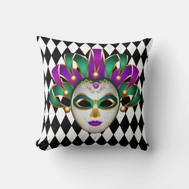 Mardi Gras Throw Pillow (Front)