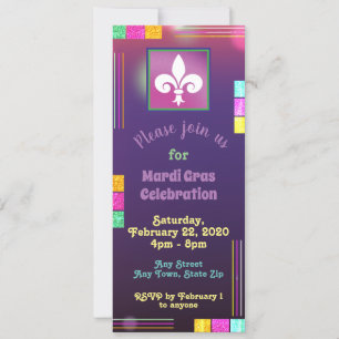 Mardi Gras Ticket Invitation