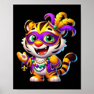 Mardi Gras Tiger Costume Animal New Orleans Party  Poster