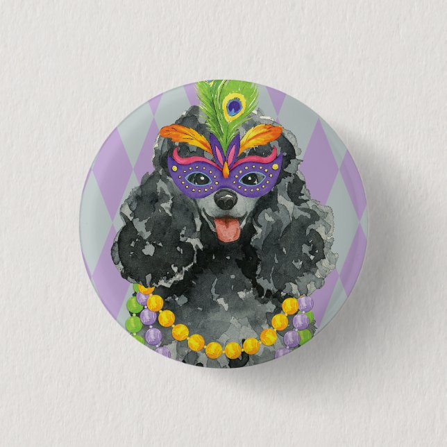 Mardi Gras Toy Poodle 3 Cm Round Badge (Front)