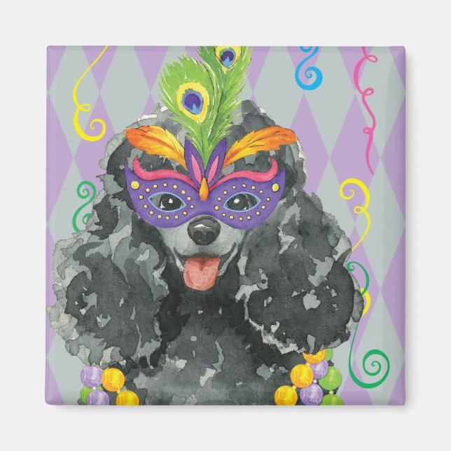 Mardi Gras Toy Poodle Magnet (Front)