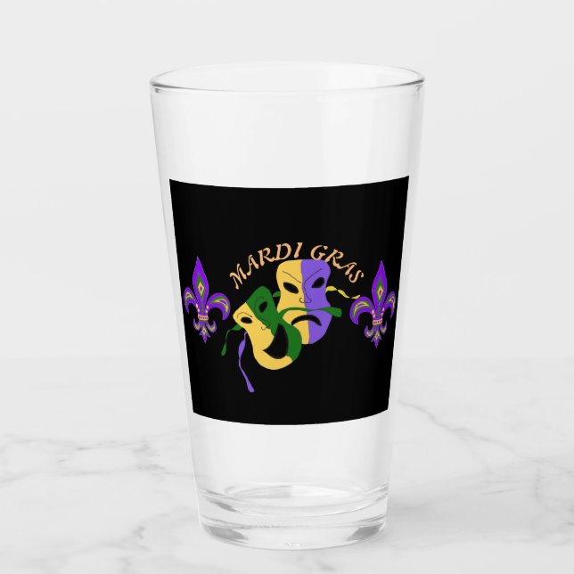 Mardi Gras Tragic, Comic Mask Colourful    Glass (Front)