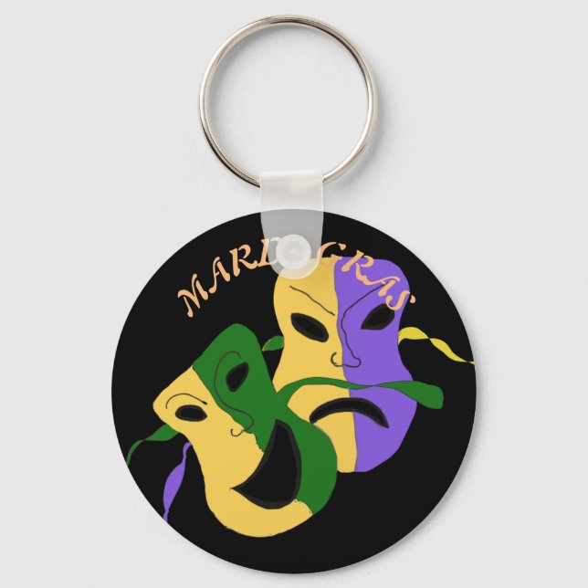Mardi Gras Tragic, Comic Mask Colourful Key Ring (Front)