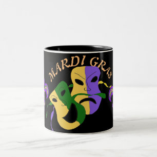 Mardi Gras Tragic, Comic Mask Colourful   Two-Tone Coffee Mug